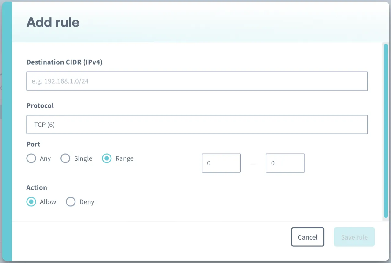 Adding an IP rule