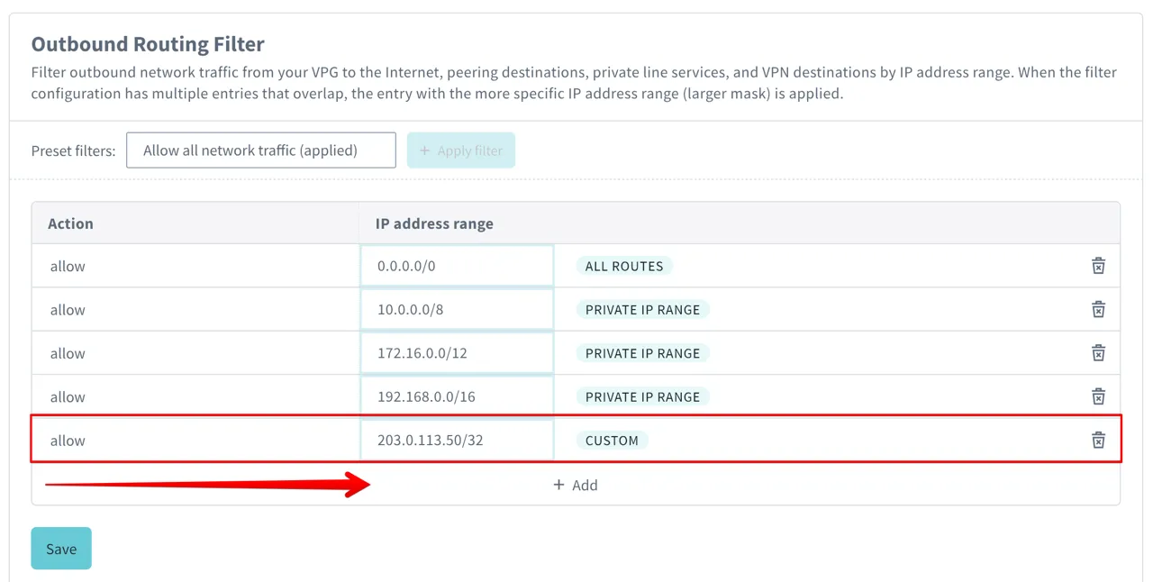 Screenshot showing add custom entries