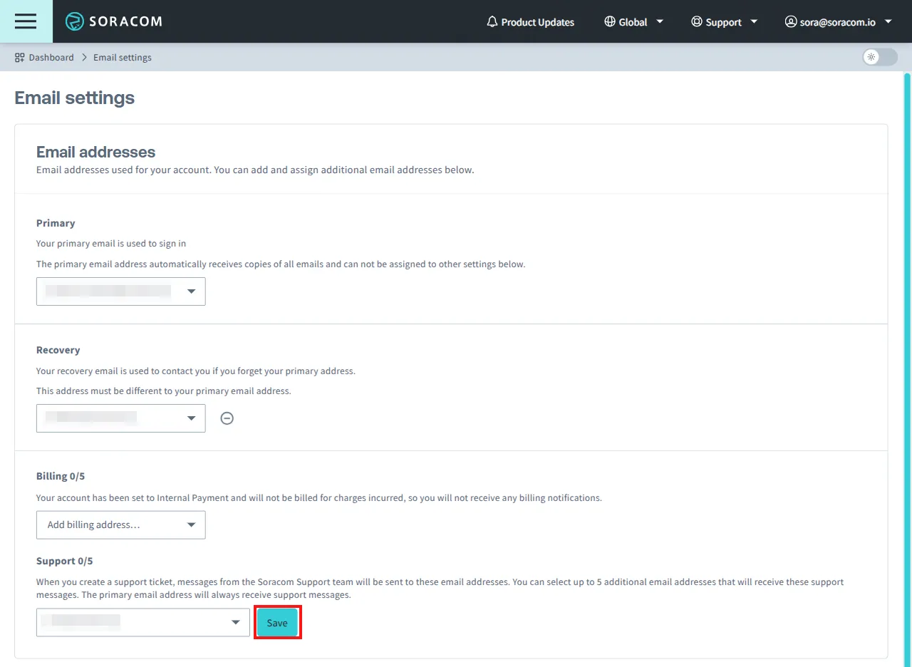 Set email address preferences