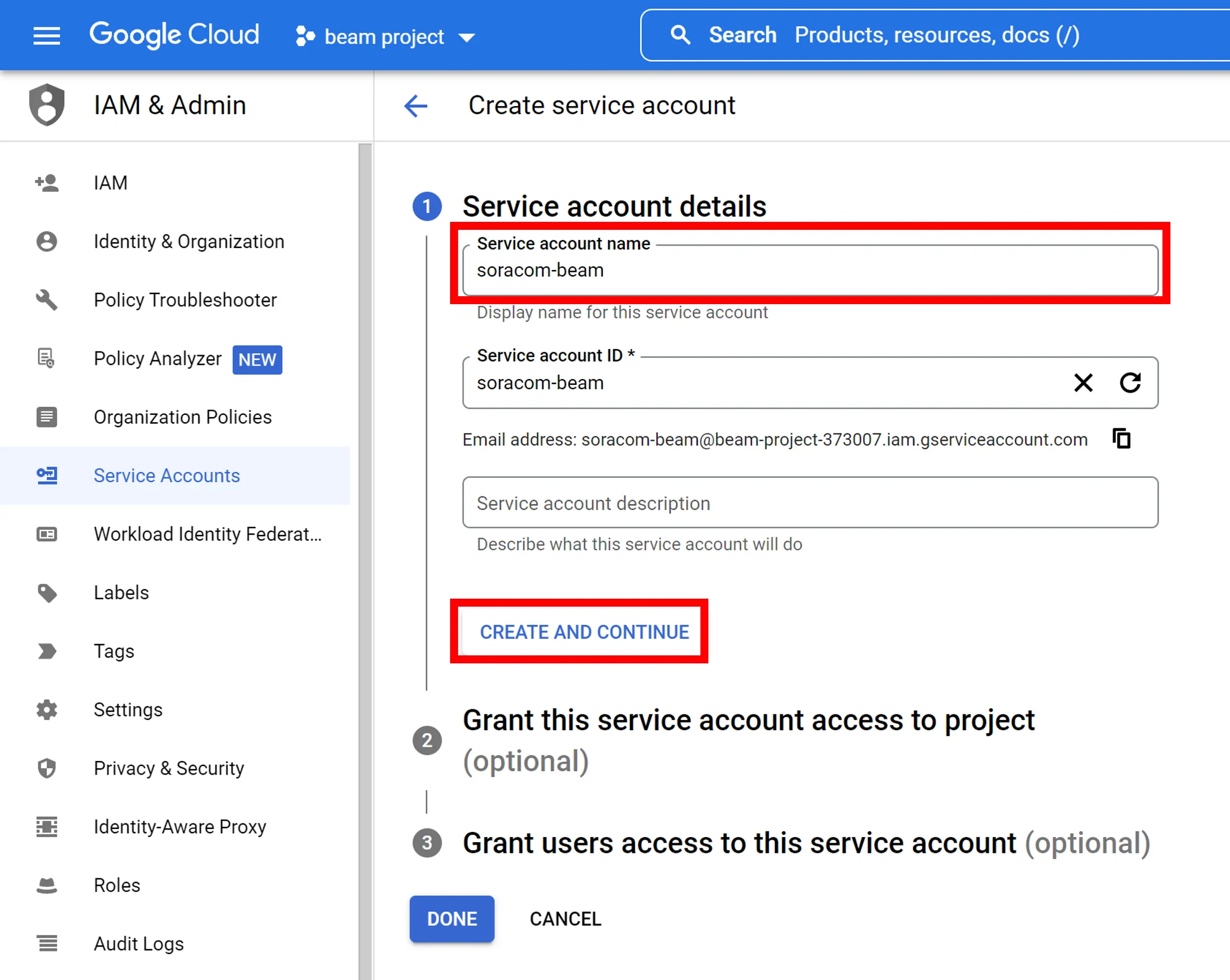 Service Account Name Configuration