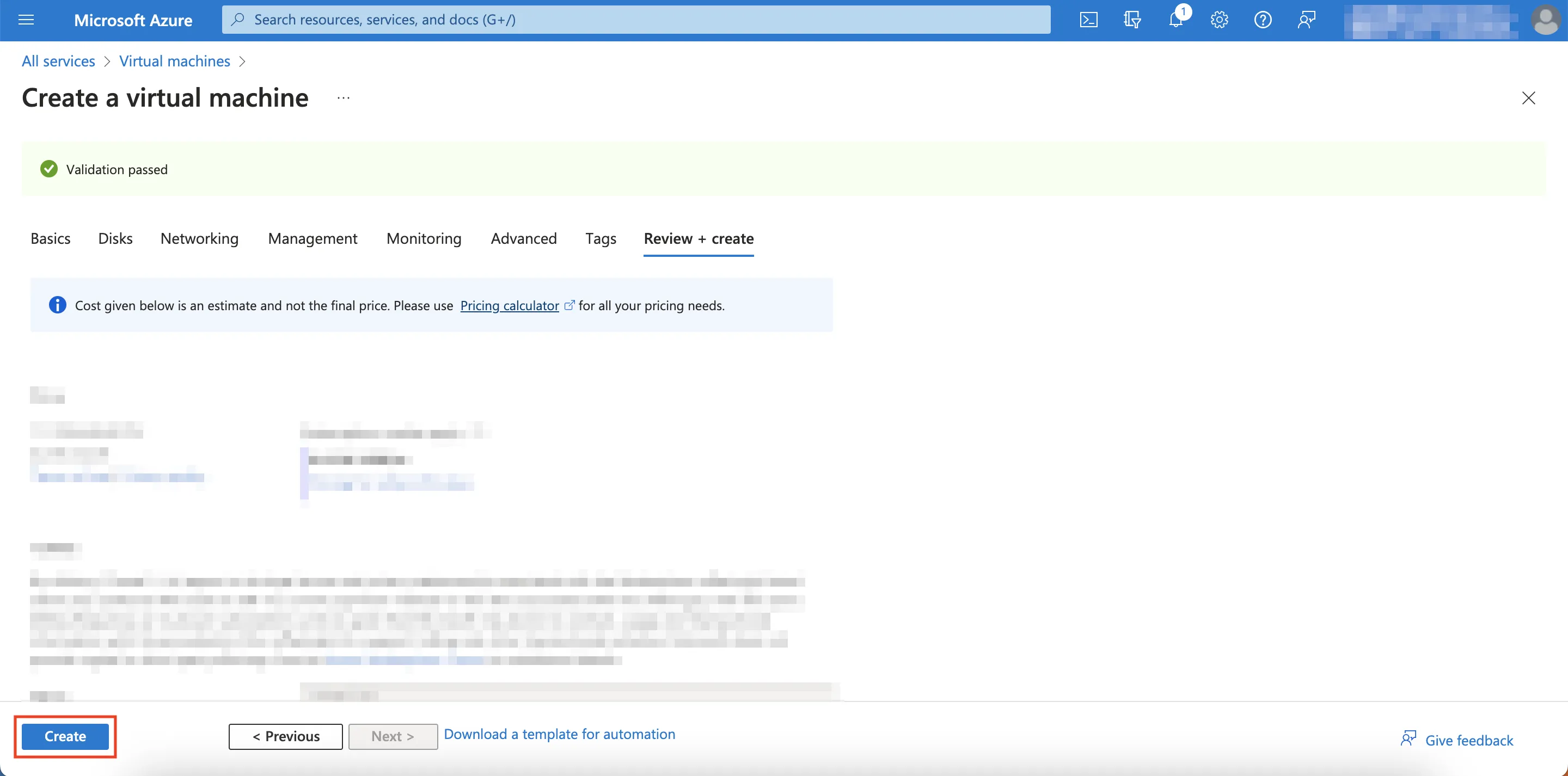 Create Virtual Machine Final Review