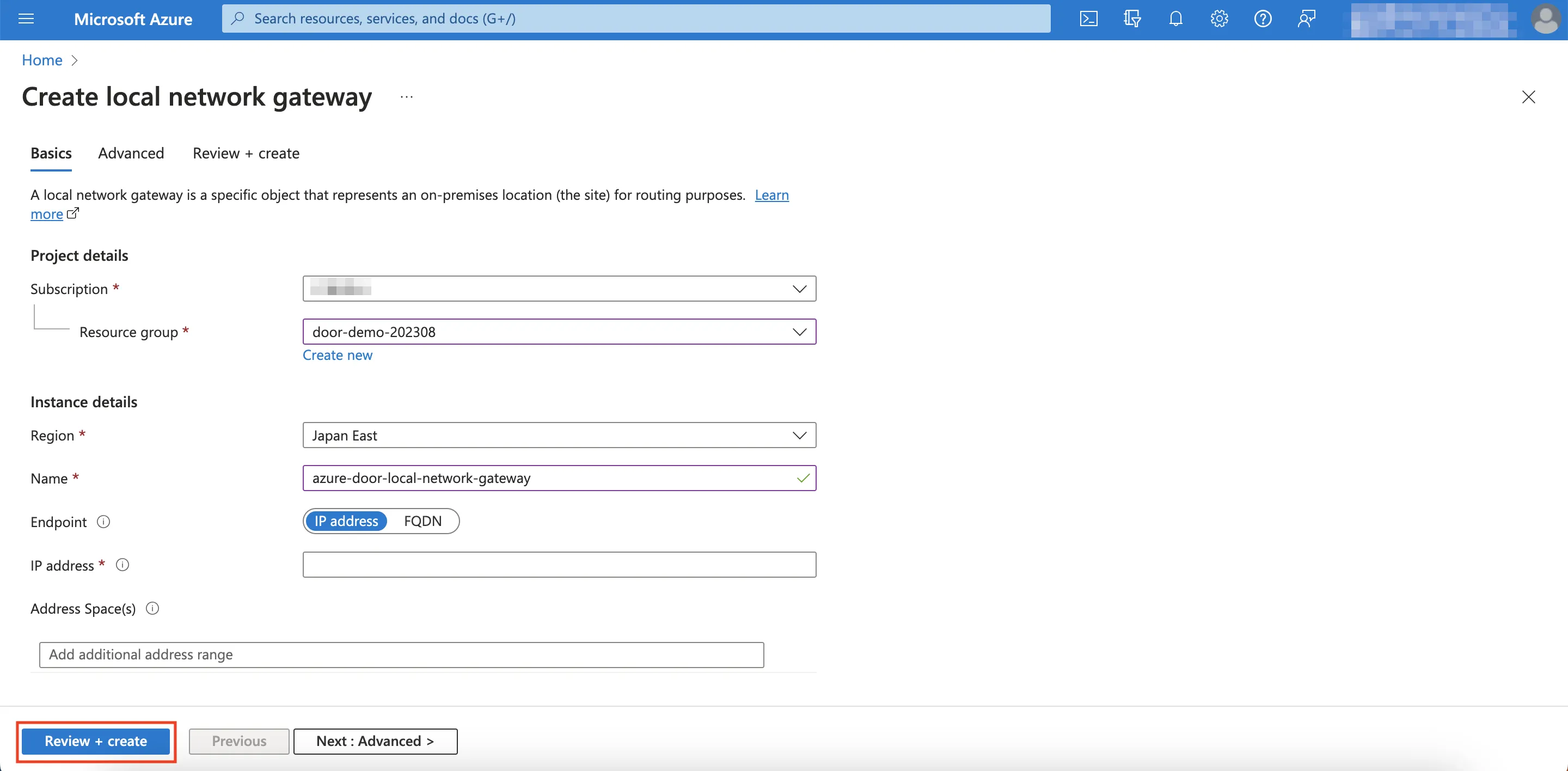 Review Local Network Gateway
